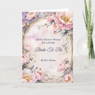 Elegantes Rosa Peony Oval Frame Brautparty Karte