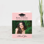 Elegantes rosa Personalisiertes Abschluss Foto Dankeskarte (Vorderseite)