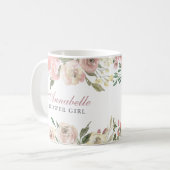 Elegantes, rosa Personalisiertes Blumenmädchen Kaffeetasse (Vorderseite Links)