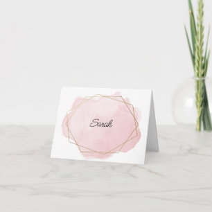 Elegantes Rosa Personalisiertes Gefaltet Dankeskarte