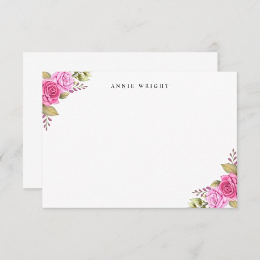 Elegantes rosa Personalisiertes Geschirr Mitteilungskarte (Vorne/Hinten)