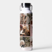 Elegantes rosa Personalisiertes Monogramm und Foto Trinkflasche (Vorne)