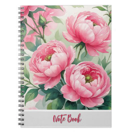 Elegantes rosa Pfingstrosen-Blumen-Notizbuch Notizblock