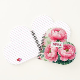 Elegantes rosa Pfingstrosen-Blumen-Notizbuch Notizblock