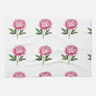 Elegantes Rosa-Pfingstrosen-Wasserfarben-Blumenmus Geschirrtuch