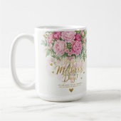 Elegantes rosa Pfingstrosenstrauß Frohen Muttertag Kaffeetasse (Links)