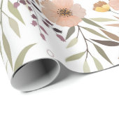Elegantes rosa Pfirsichfarbenes botanisches Muster Geschenkpapier (Rolleneckpunkt)