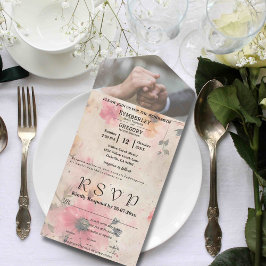 Elegantes rosa Pfirsichfarbenes Foto All In One Einladung