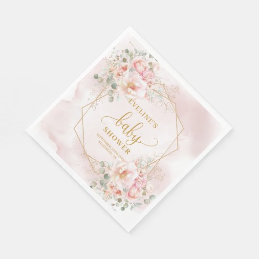 Elegantes, rosa Pingelbäume Babydusche Mittagessen Serviette (Ecke)