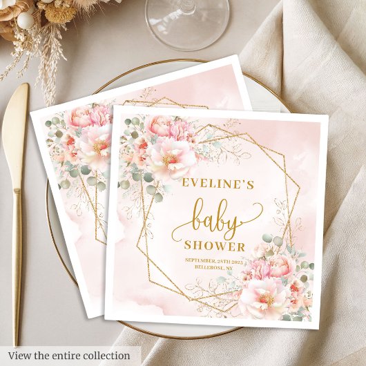 Elegantes, rosa Pingelbäume Babydusche Mittagessen Serviette