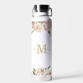 Elegantes Rosa Pink Goldenen Peony Personalisiert Trinkflasche (Rückseite)