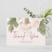 Elegantes Rosa Pink Peony Blume Foto Hochzeit Dankeskarte (Stehend Vorderseite)