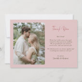 Elegantes Rosa Pink Peony Blume Foto Hochzeit Dankeskarte (Rückseite)