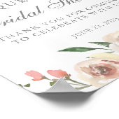 Elegantes Rosa Pink Peony Floral Brautparty Poster (Ecke)