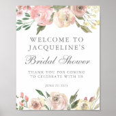 Elegantes Rosa Pink Peony Floral Brautparty Poster (Vorne)