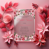 Elegantes rosa Poinsettias Brautparty Acryleinladungen