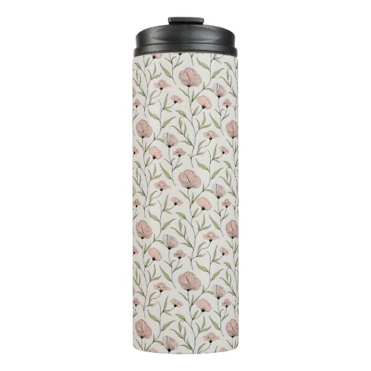 Elegantes rosa Pollenmuster Thermosbecher (Vorderseite)