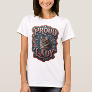 Elegantes Rosa PROUD CAT LADY Künstlerisches Motiv T-Shirt