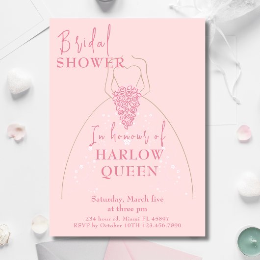 Elegantes, rosa QR-Brautparty Einladung