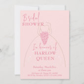 Elegantes, rosa QR-Brautparty Einladung (Vorderseite)