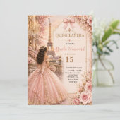Elegantes Rosa Quince Einladung (Stehend Vorderseite)