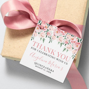 Elegantes Rosa Quinceanera Dankeschön Geschenkanhänger