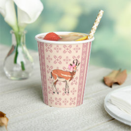 Elegantes Rosa Reh-Muster-Weihnachten Pappbecher