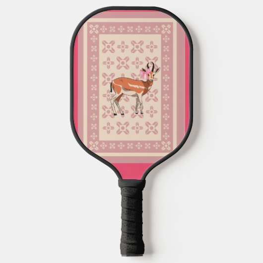 Elegantes Rosa Reh-Muster-Weihnachten Pickleball Schläger (Vorderseite)