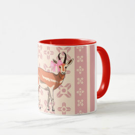 Elegantes rosa Reh-muster-Weihnachten Tasse