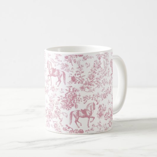 Elegantes Rosa Reittier Kaffeetasse (VorderseiteRechts)
