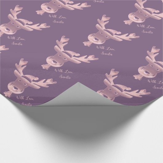 Elegantes Rosa Rentiermuster Niedliches Weihnachts Geschenkpapier (Ecke)