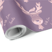 Elegantes Rosa Rentiermuster Niedliches Weihnachts Geschenkpapier (Rolleneckpunkt)