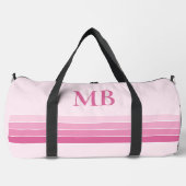 Elegantes rosa Retro Streifen Monogramm Duffle Bag (Vorderseite)