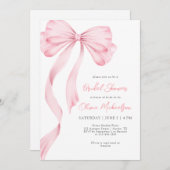 Elegantes rosa Ribbon Bow Coquette Brautparty Einladung (Vorne/Hinten)