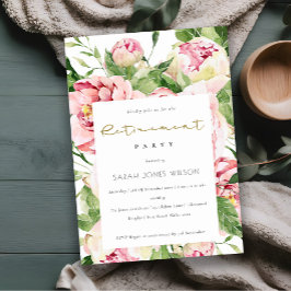 Elegantes Rosa Rosa Blush Bloral Peony Retirement Einladung