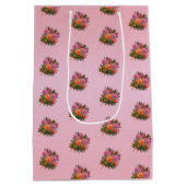 Elegantes Rosa-Rosa-Paillon Mittlere Geschenktüte (Rückseite)