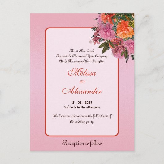 Elegantes Rosa-Rosa-Paillon Postkarte (Vorderseite)