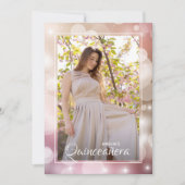 Elegantes Rosa Rosa Quinceñera Foto Einladung (Vorderseite)