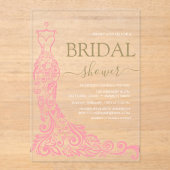 Elegantes Rosa Rosa Rosa Gown Brautparty Acryleinladungen (Vorderseite)