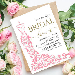 Elegantes Rosa Rosa Rosa Gown Brautparty Einladung