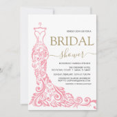 Elegantes Rosa Rosa Rosa Gown Brautparty Einladung (Vorderseite)