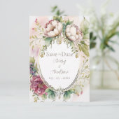 Elegantes Rosa Rosa Rosa Romantik Rustikal Save The Date (Stehend Vorderseite)