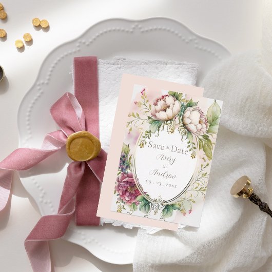 Elegantes Rosa Rosa Rosa Romantik Rustikal Save The Date