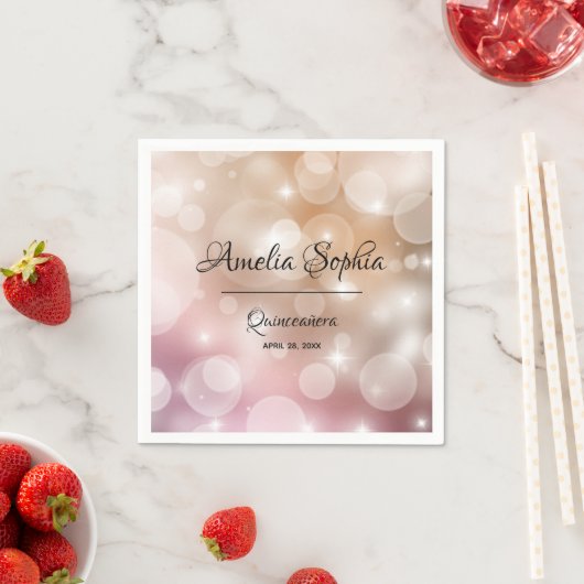 Elegantes Rosa Rosa Rosa - Rose Gold Bokeh Serviette (Beispiel)