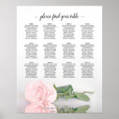 Elegantes Rosa Rose 12 Tabelle Seating Chart Poster (Vorne)
