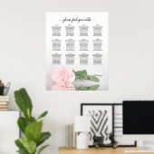Elegantes Rosa Rose 12 Tabelle Seating Chart Poster (Heimbüro)