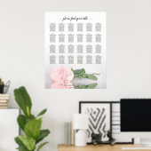 Elegantes Rosa Rose 24 Tabelle Seating Chart Poster (Heimbüro)