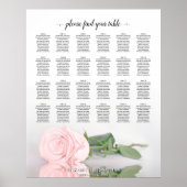 Elegantes Rosa Rose 24 Tabelle Seating Chart Poster (Vorne)