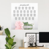 Elegantes Rosa Rose 26 Tabelle Hochzeitstabelle Poster (Heimbüro)