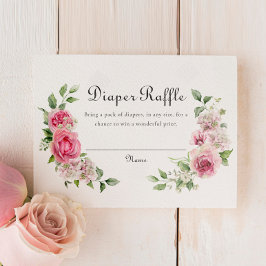 Elegantes rosa Rose Baby Duschdusche Windeln Raffl RSVP Karte